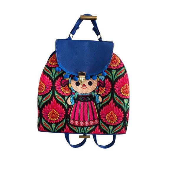 HANDMADE Mexican Inspired Muneca Doll Backpack - Picture 2 of 9